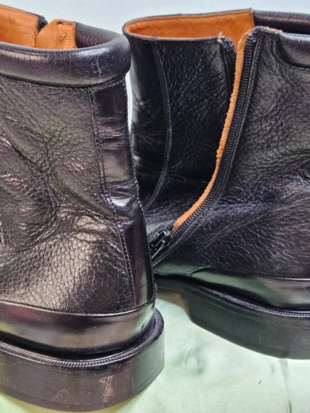 Florsheim Duke Boots Size10 D Black Bike Toe Side Zipper 90140 1970's